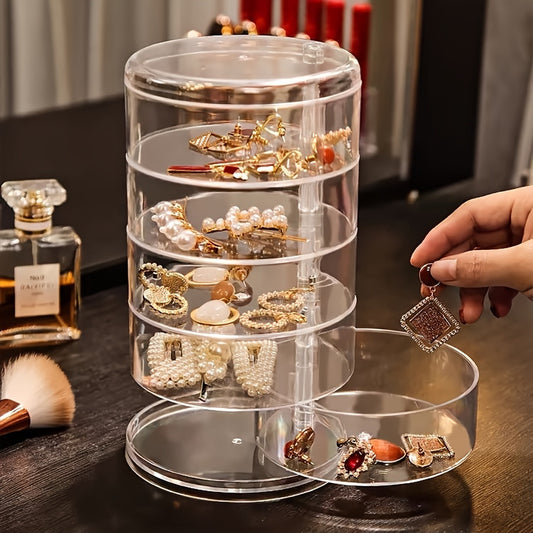 5-Layer Transparent Rotating Jewelry Organizer Box